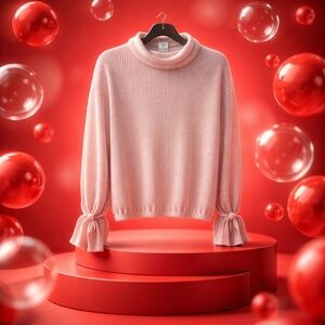 💙William Rast Soft Pink Long Sleeve Waffle Knit Top